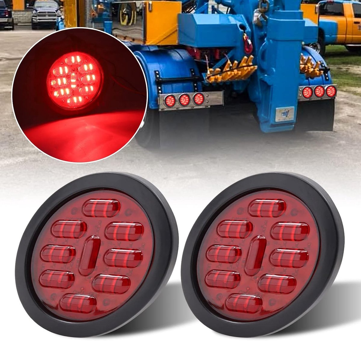 Waterdichte 4 Inch Ronde Achterlichten voor Trailer, Universele Remlichten voor Truck, Tractor, Bus en Boot - Set van 2 Stuks