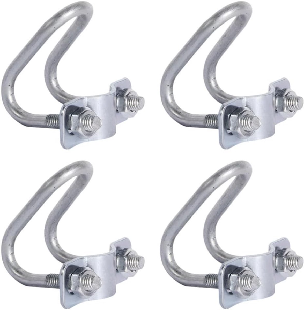 Set van 4 U-vormige pijpklemmen, metalen slangklemmen voor het vasthouden van leidingen in magazijnen, supermarkten en winkels (20 x 20)