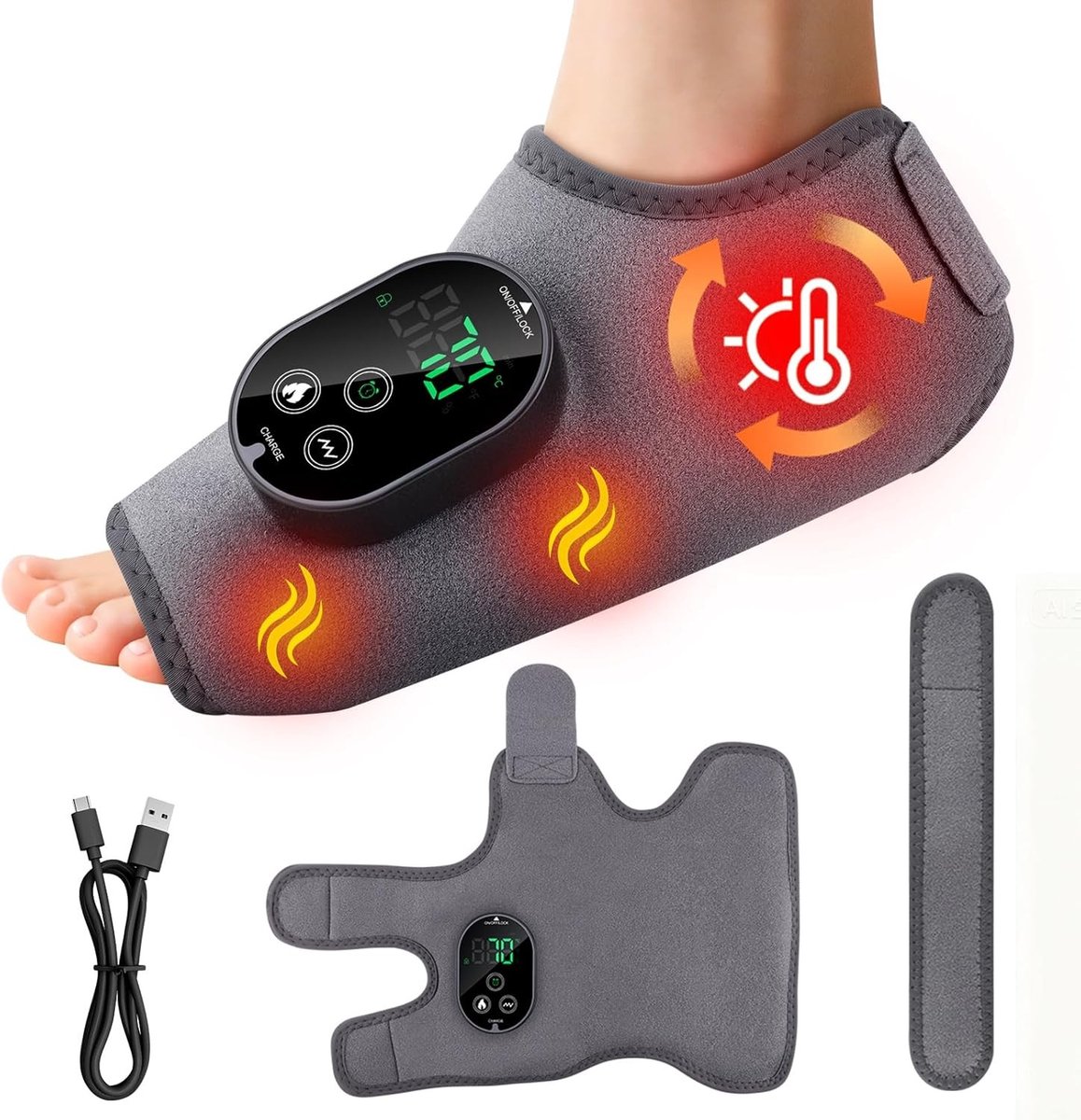 Voetmassageapparaat - Zwart - Draadloos - 3-in-1 Ontspanning met Verwarming en Trillingen - Voor Thuis en Onderweg