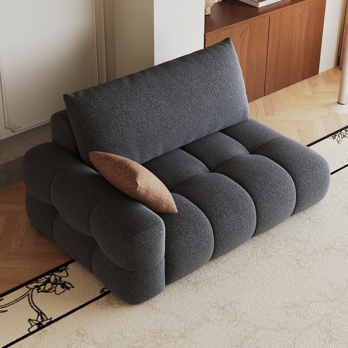 DESMIU Bank 130 Cm - 2 Zits Links Slaapbank Met Chaise Lounge En Zachte Zitting - Voor Woonkamer En Slaapkamer - Stof - Donkergrijs