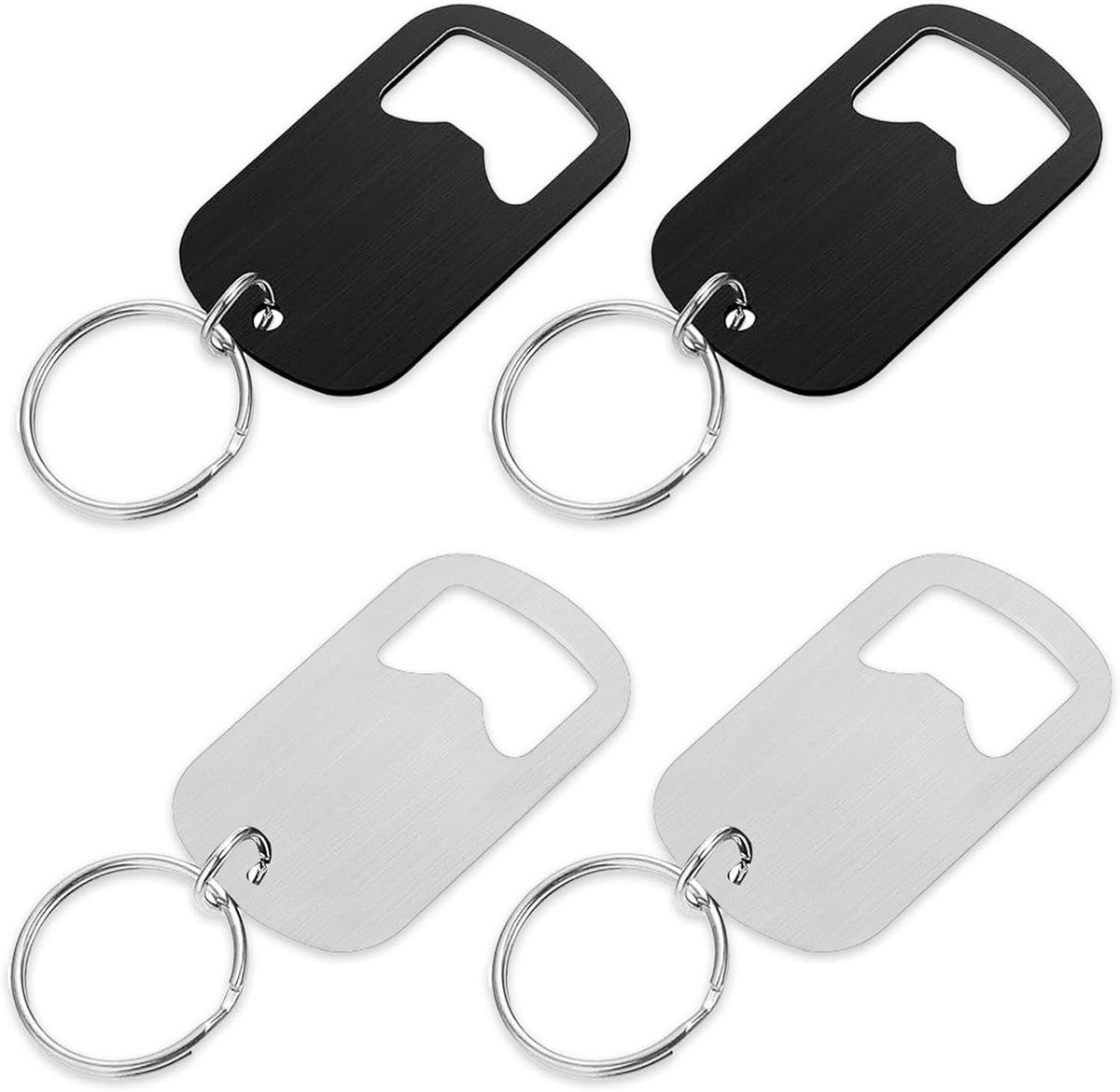4 Zilver-Zwarte Kurkentrekker, Creatieve Roestvrijstalen Sleutelhanger, Geschikt Voor Bier, Dranken En - ShopVlot