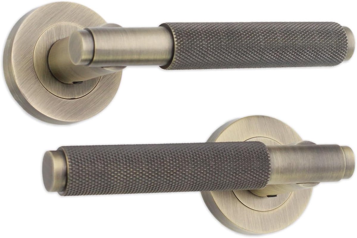 Infinity Decor Pair of serrated straight door handles on roses, set of internal pull handles, ideal for interior and - ShopVlot