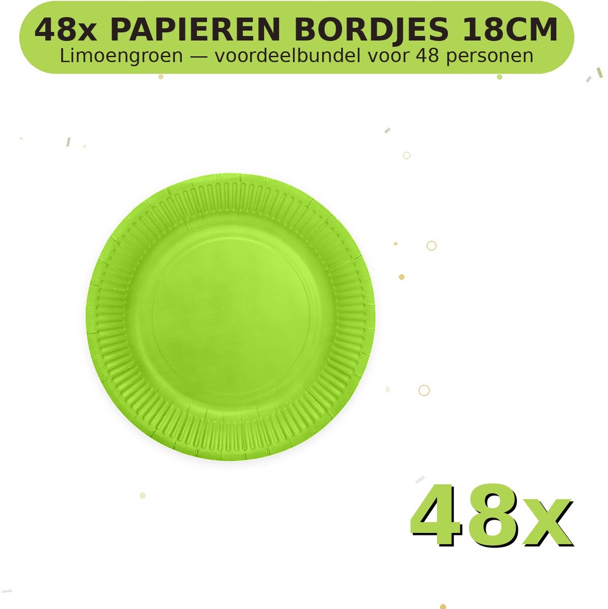 Bordjes 18cm FSC Limoengroen - Voordeelverpakking 48 Stuks voor tot 48 Personen - Feestartikelen