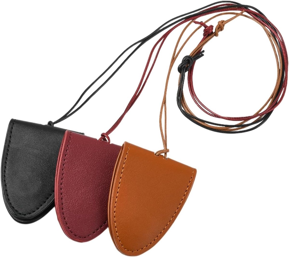 3-delige set leren brillen opbergzakken in 3 kleuren - Hangdecoratie voor zonnebrillen, sieraden en DIY knutselprojecten, perfect als cadeau voor feestjes en vakanties