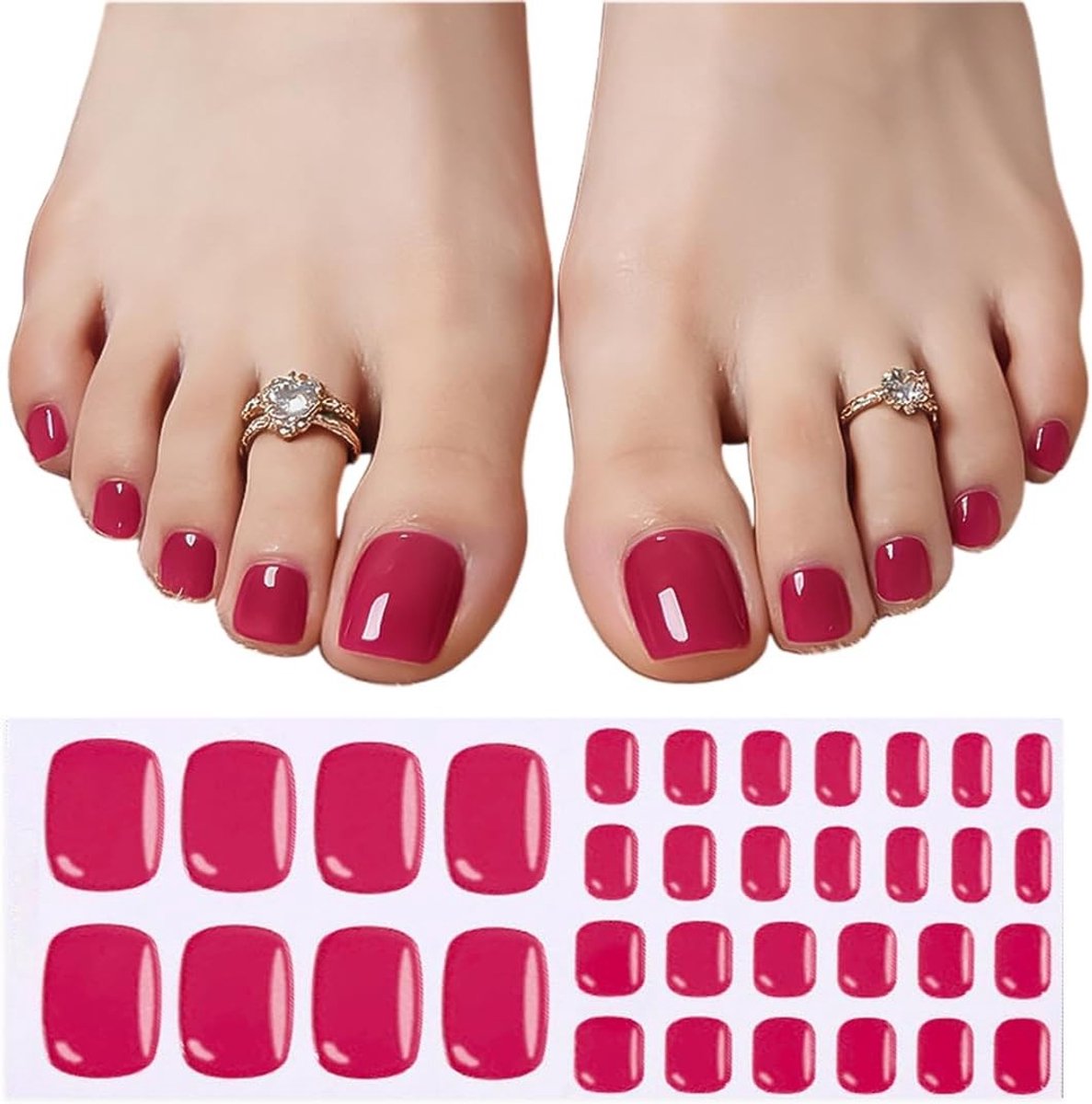 Set van 34 UV-harde nagelfilms, zelfklevend voor teennagels, inclusief nagelpads, vijlen en houten sticks voor een perfecte manicure met UV-gel