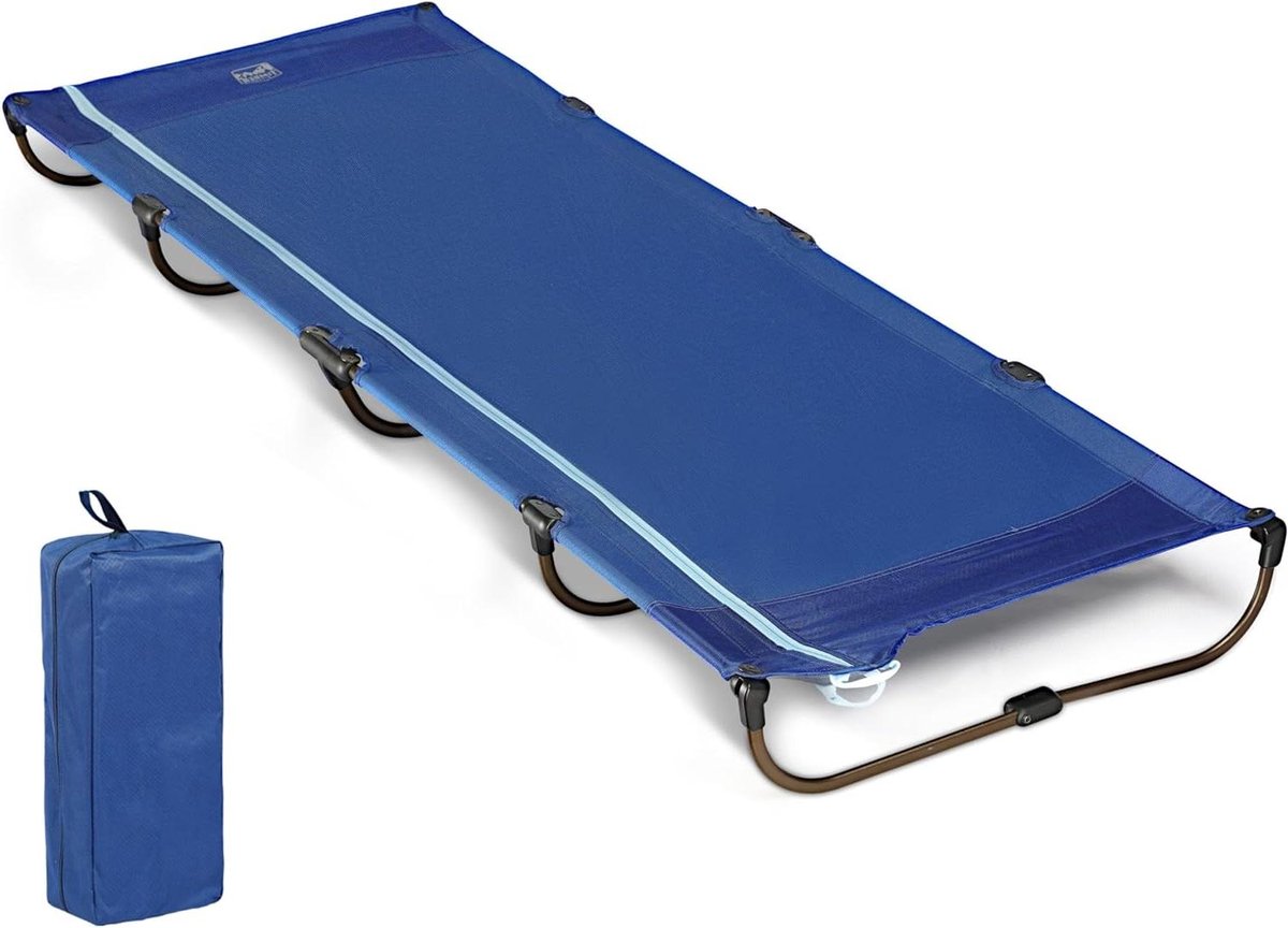 Veldbed Opvouwbaar - Campingbed Lichtgewicht - Outdoor Slapen - In 20 seconden op te zetten - 190x66x15 cm - Blauw