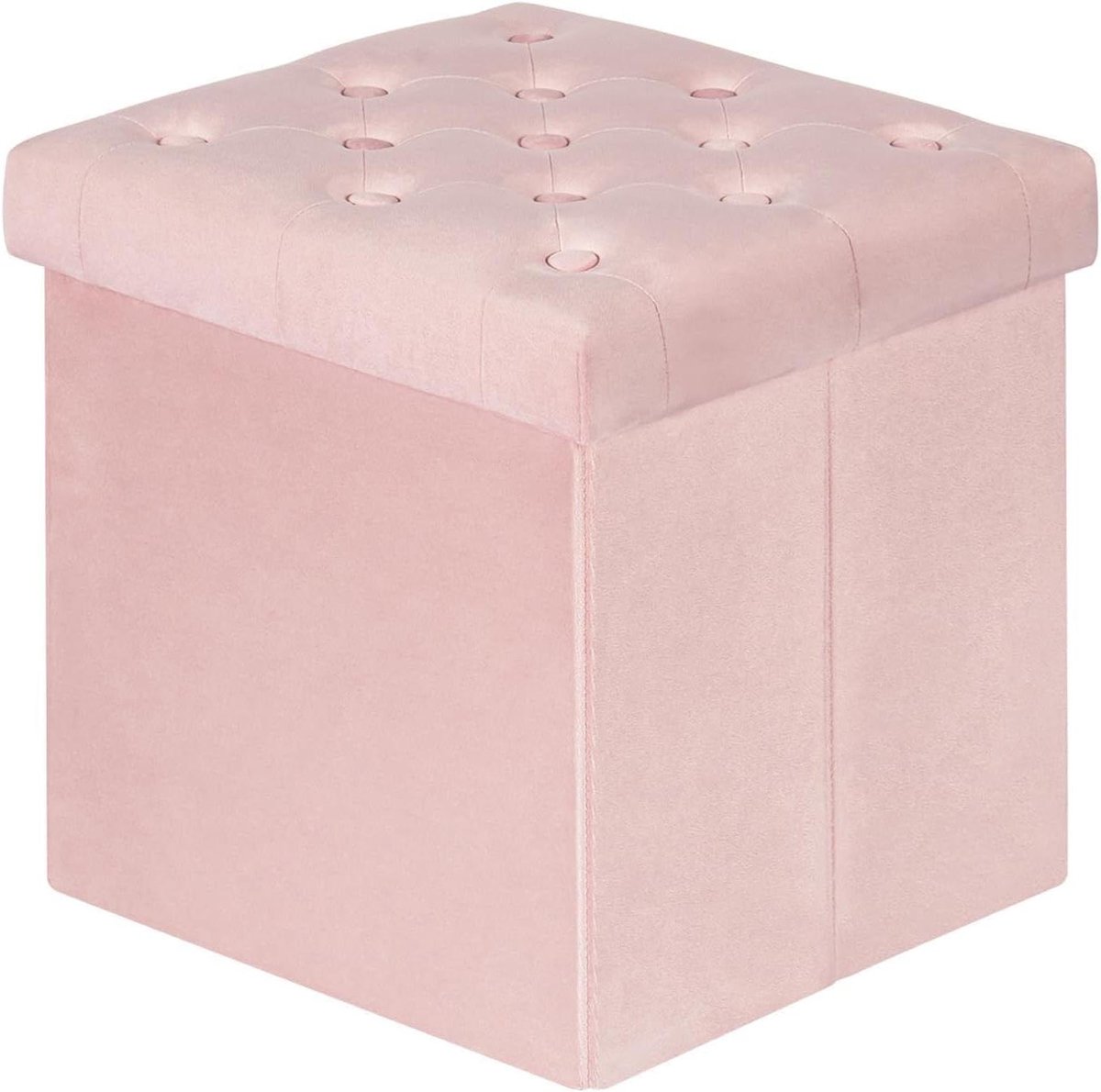 Opbergkruk Fluweel - Ottomaan Poef - Woonkamer Decoratie - Verborgen Opbergruimte - 40x40x40cm - Roze