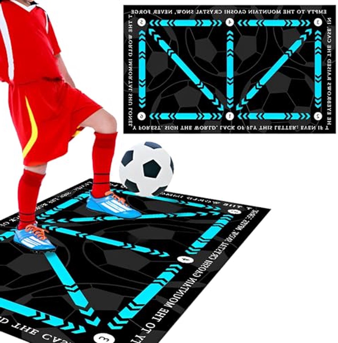 Voetbaltrainingsmat - Balcontrole mat - Voetbalvaardigheden oefenen - Antislip en schokabsorberend - 60 x 90 cm - Blauw