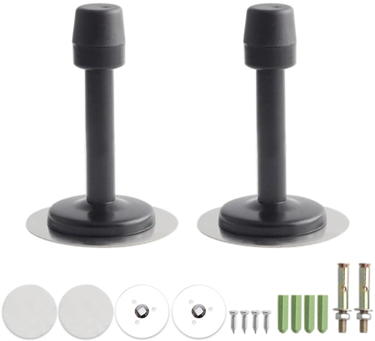 Deurstopper wandmontage 80mm - RVS bumper rubber - heavy duty - voorkomt schade aan muren - ShopVlot
