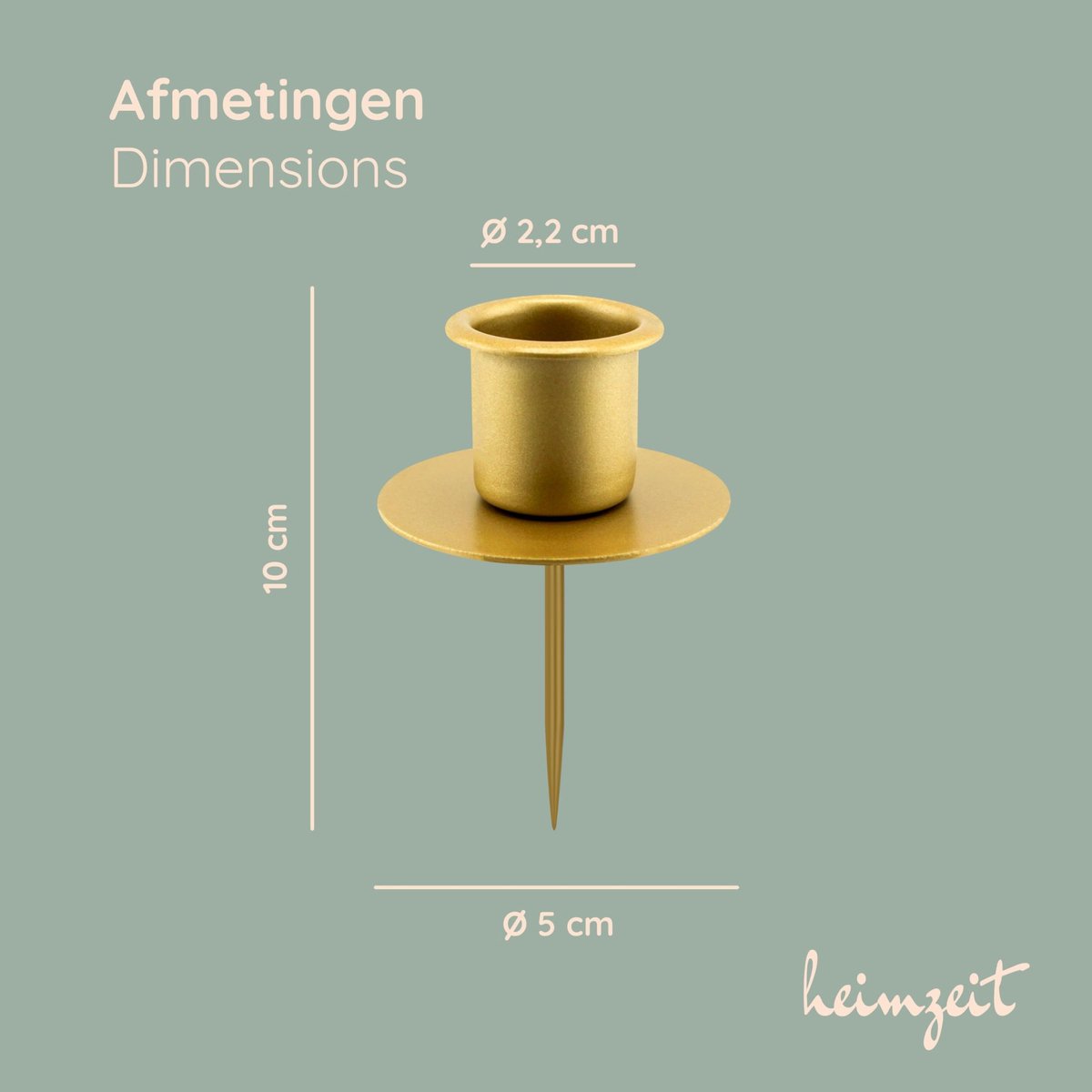Kaarsenhouder om te steken Ø22 mm - metaal - goud - voor sfeervolle verlichting - ShopVlot