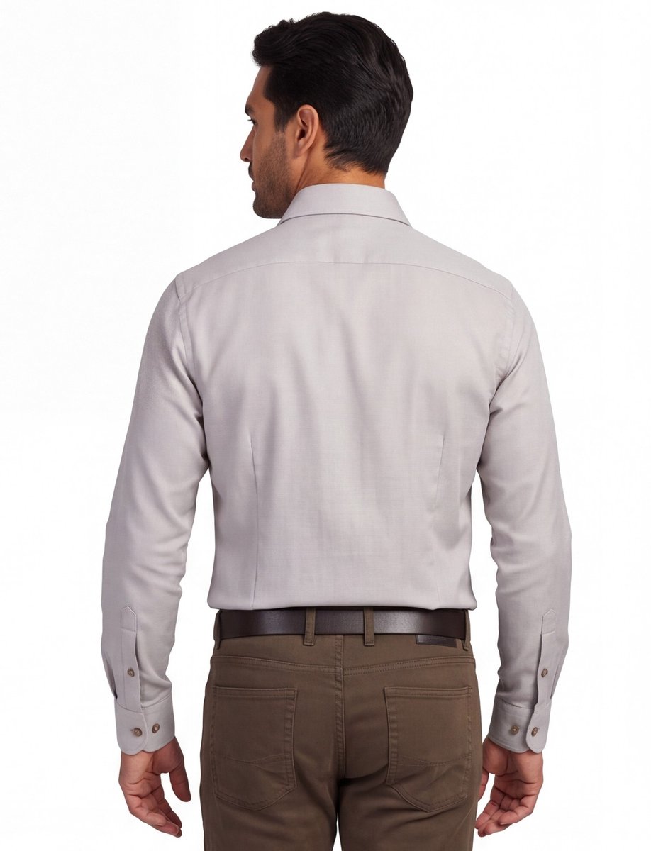 John Miller Overhemd Uni Color Cotton Non-Iron Wide-Spread Collar Midden Bruin / male