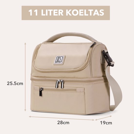 Brisby Kolftas 11 Liter - Koeltas voor Moedermelk & Borstkolf - 2 Geïsoleerde Vakken - Inclusief 2 Koelelementen - Tot 10 Uur Koel - Natural Champagne van Brisby — afbeelding 4