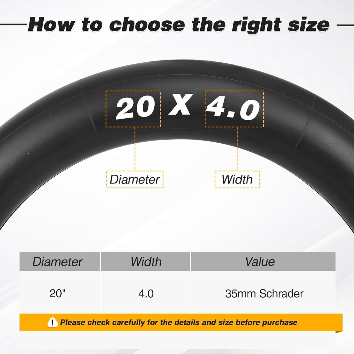 Fietsbinnenband - 20 x 4,0 inch - Butylrubber - Voor Fat Bike/Mountainbike/E-bike