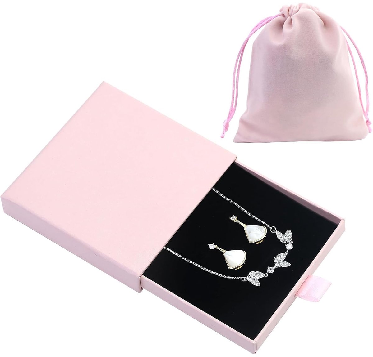 Sieraden Geschenkdoos 9x9 cm - Roze Fluwelen Tas - Draagbare Organiser - Perfect voor Cadeaus - ShopVlot