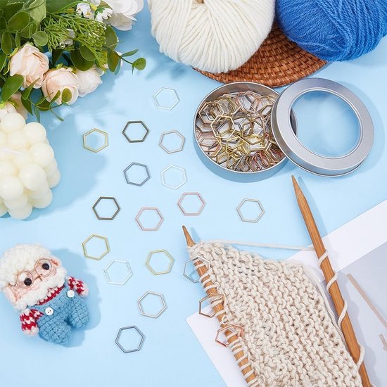 72 Stuks Hexagon Metalen Steekmarkeerders in 6 Kleuren - Locking Markers voor Breien en Haken, Perfect voor DIY Projecten en Creatieve Handwerken — afbeelding 4