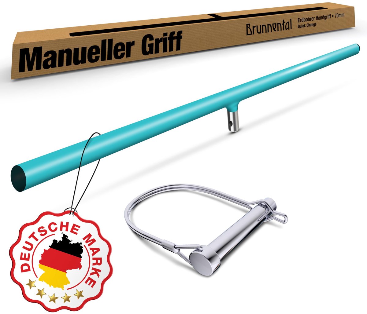 Grondboor handgreep 70cm - quick-change veerpen Ø20mm - stevige grip - eenvoudig te vervangen - ShopVlot