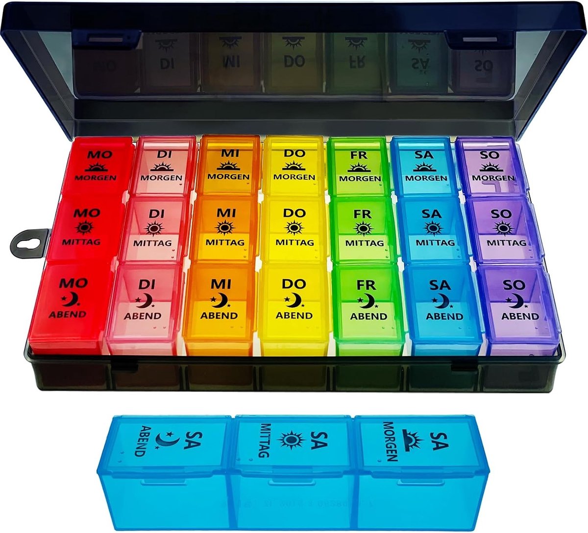 Weekly Pill Box met 7 Compartimenten voor Dagelijkse Tabletten, Vitaminen en Visolie Organizer