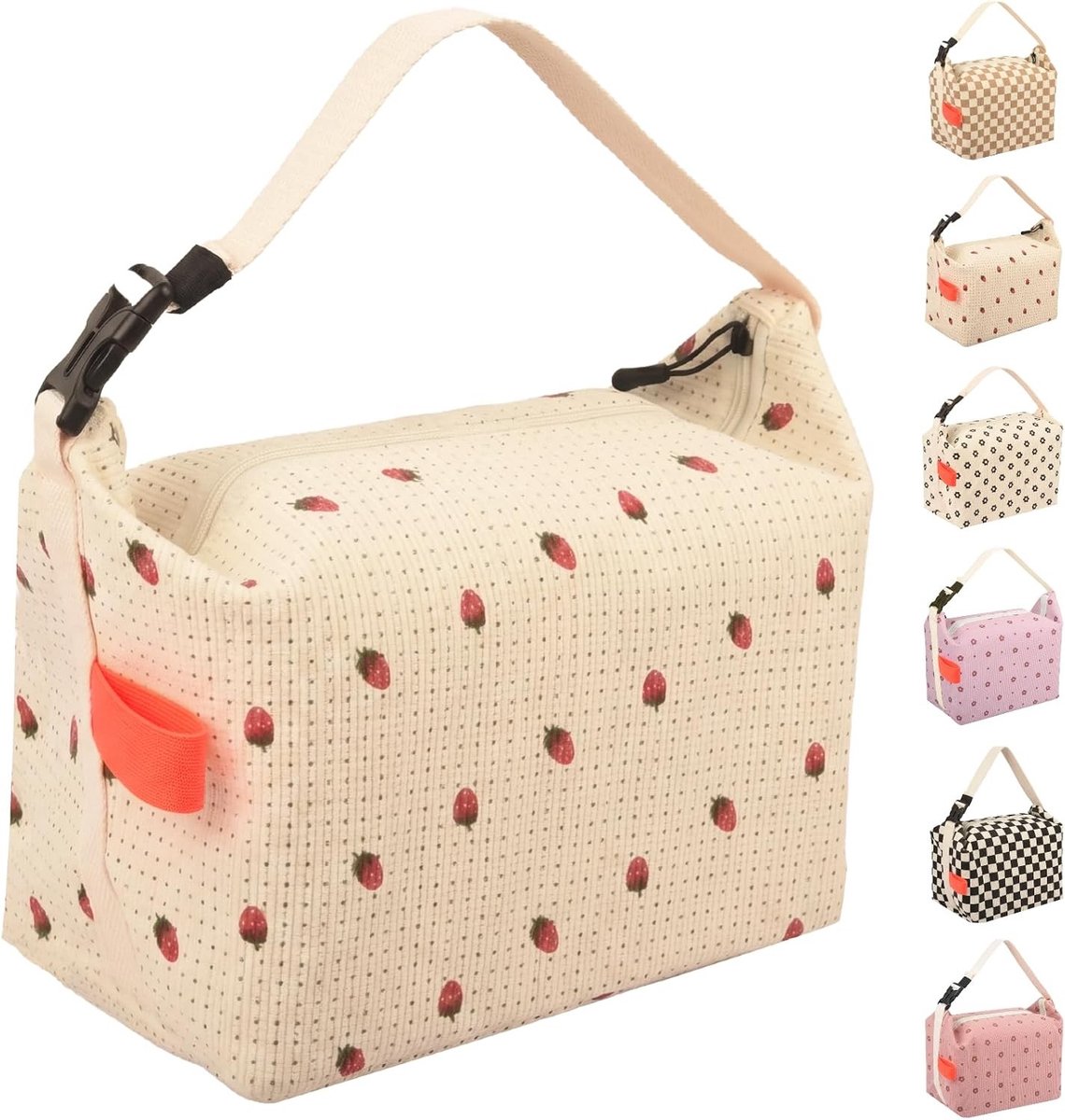 Grote Lunchtas met Dubbele Aluminium Voering, Waterdicht en Vetbestendig, Ideaal voor Voedseltransport en Bento Boxen - Beige