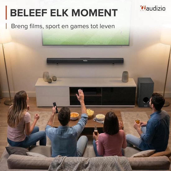 Soundbar met subwoofer - TV speaker set - Krachtig TV geluid - Draadloze bas - 90 cm breed - Zwart — afbeelding 3