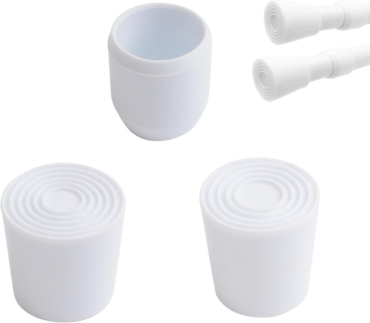 Set van 8 Tension Rod Caps, Eindkappen, Antislip, Waterdicht en Corrosiebestendig voor 19/22 mm Telescopische Stangen