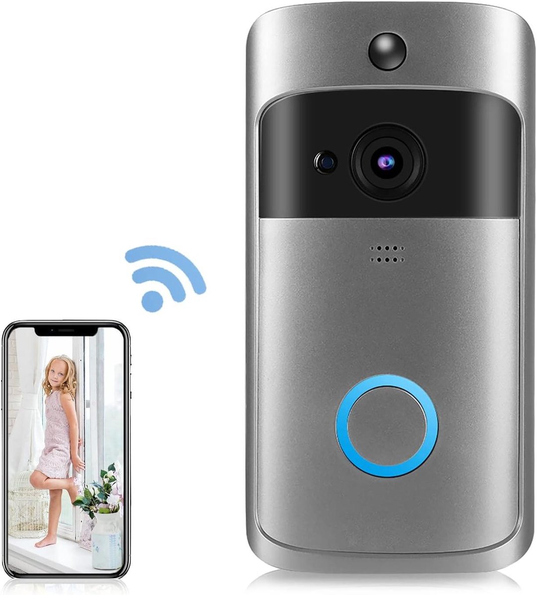 Videodeurbel Camera - Slimme Deurcamera - Veiligheid Thuis - Bewegingsdetectie Alarm - 1080P HD - Zwart