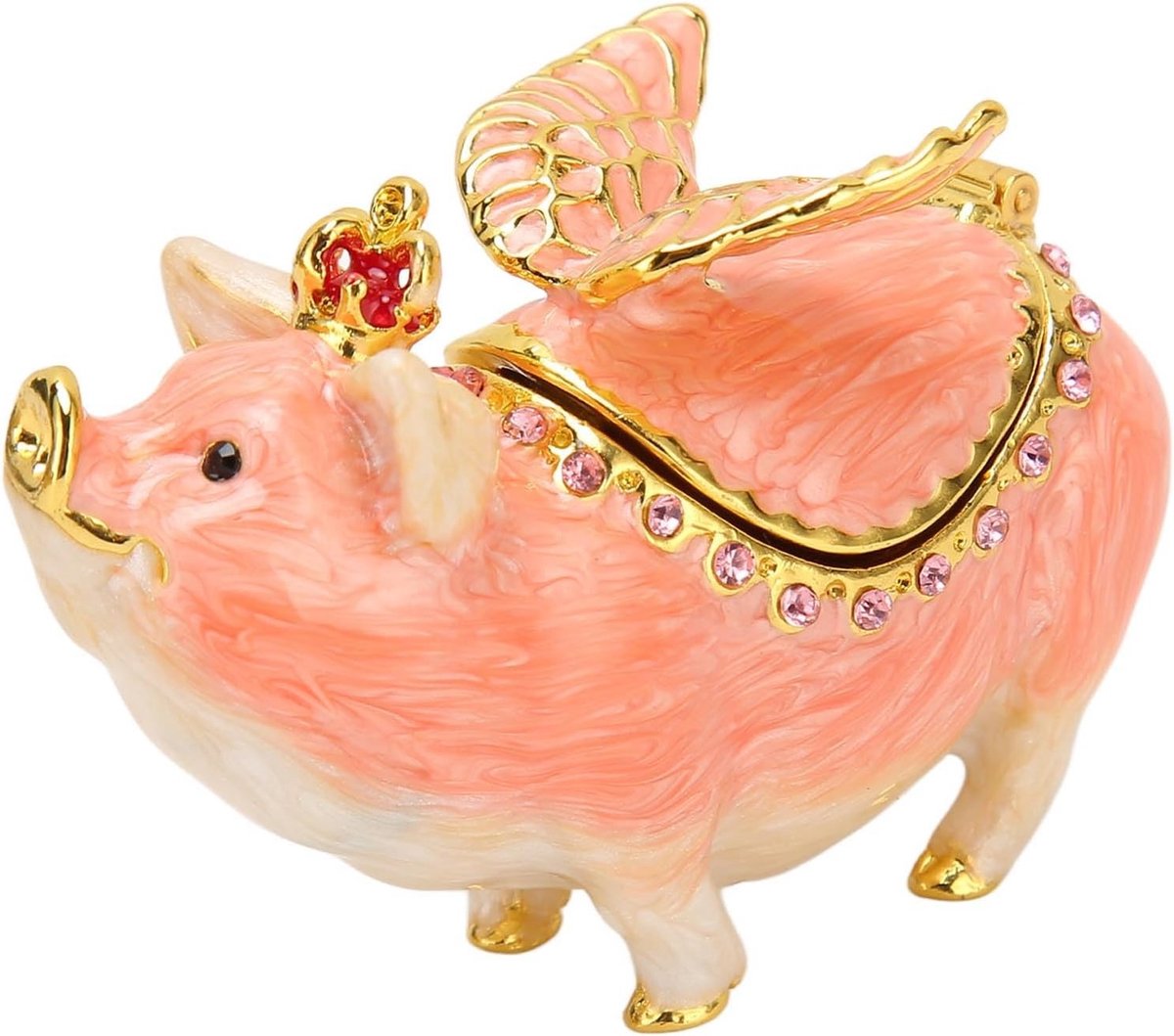 Schattige Varkens Beeldje Sieraden Houder, Decoratieve Opbergdoos voor Sieraden, Uniek Cadeau voor Thuisdecoratie en Bureau Accessoires