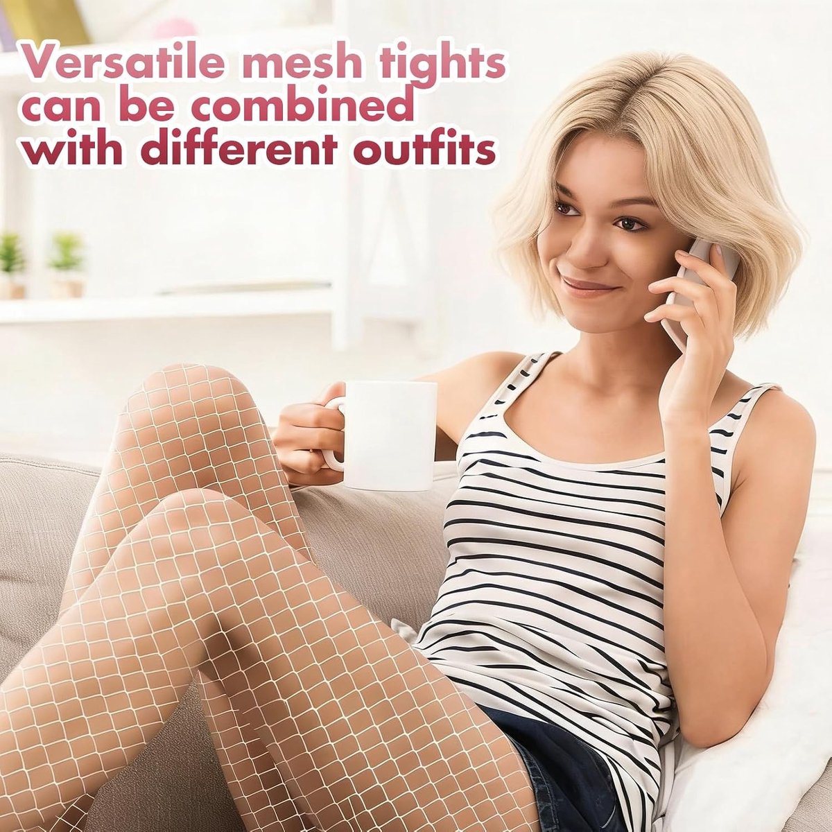 Elegante Hoge Taille Visnet Panty’s voor Vrouwen, Perfect voor Carnaval, Feestjes en Speciale Gelegenheden
