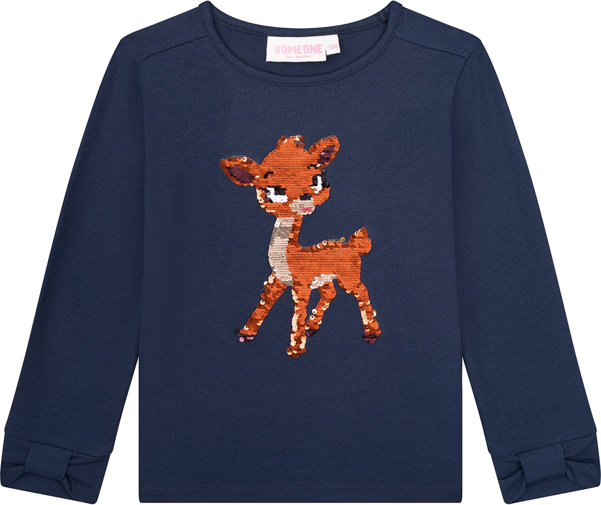 Someone - Meisjes t-shirt lange mouw - Maat 92 - Meisjes - Navy -