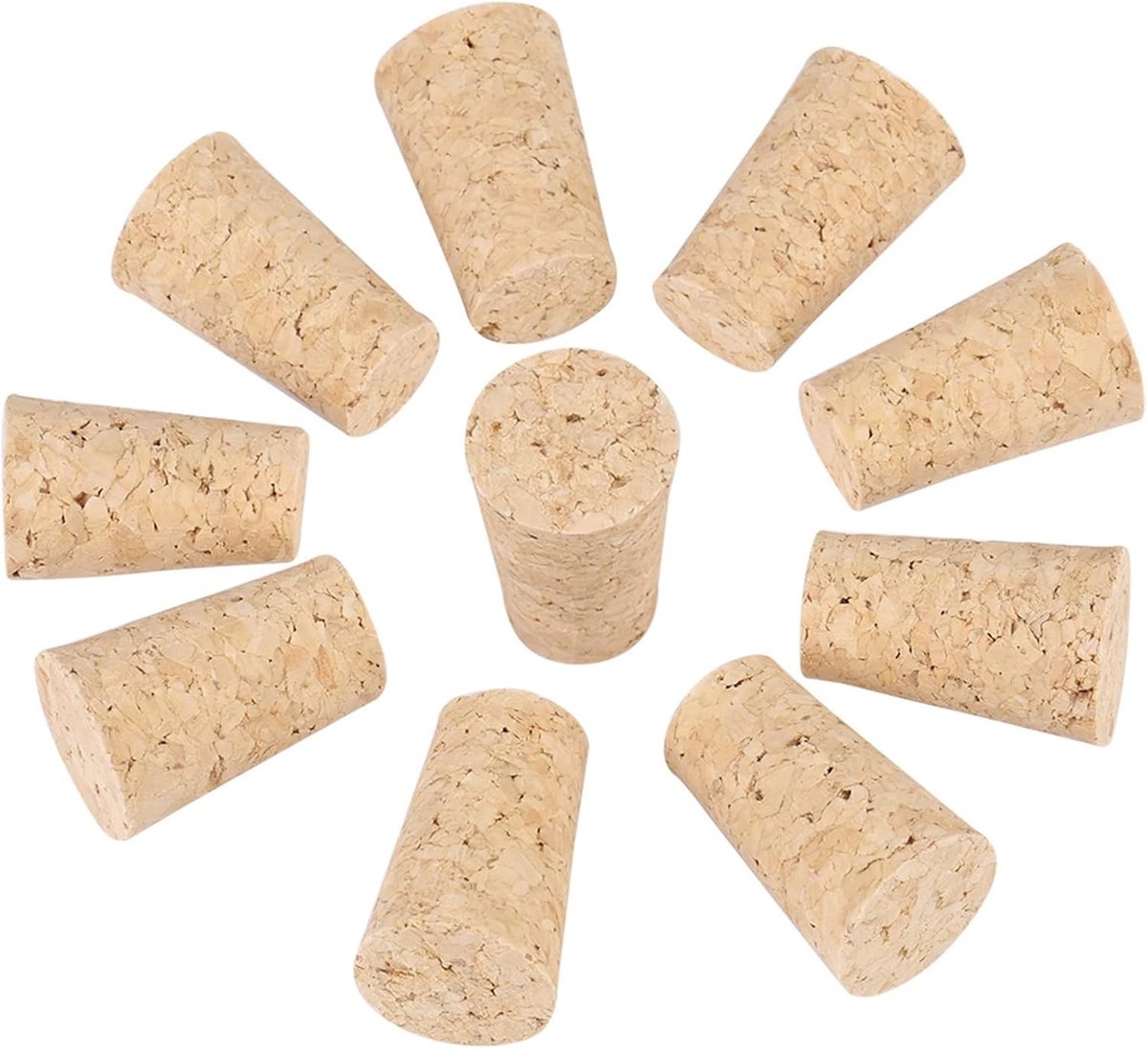 Houten Taper Korken voor Wijnflessen, 10 Stuks, Eenvoudig in Gebruik als Stopper voor Bierflessen en Thuisfeestjes