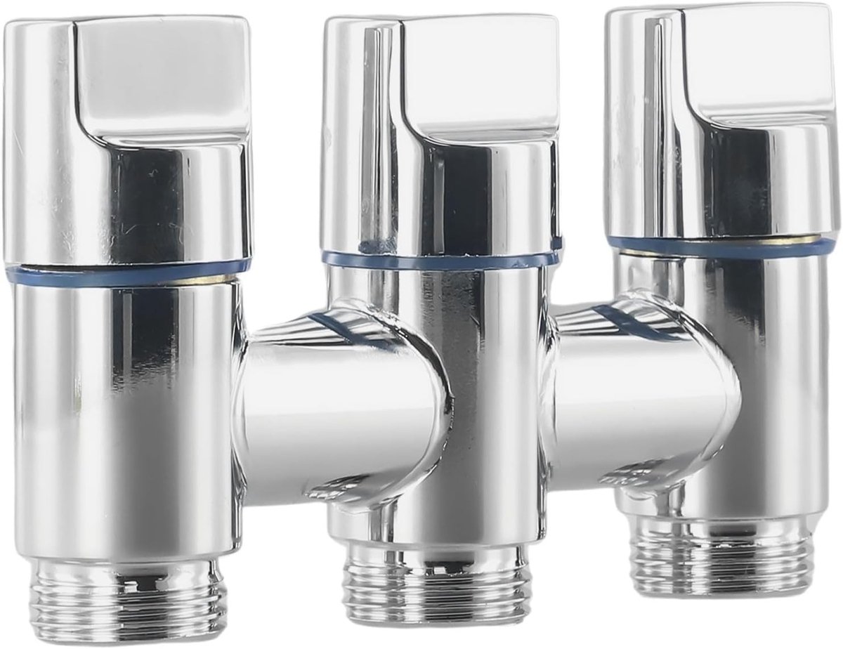 Hoekventiel Bidet Sprayer met 1 in 3 Uitgang - Wandmontage Kraan voor Badkamer en Toilet (Zilver)