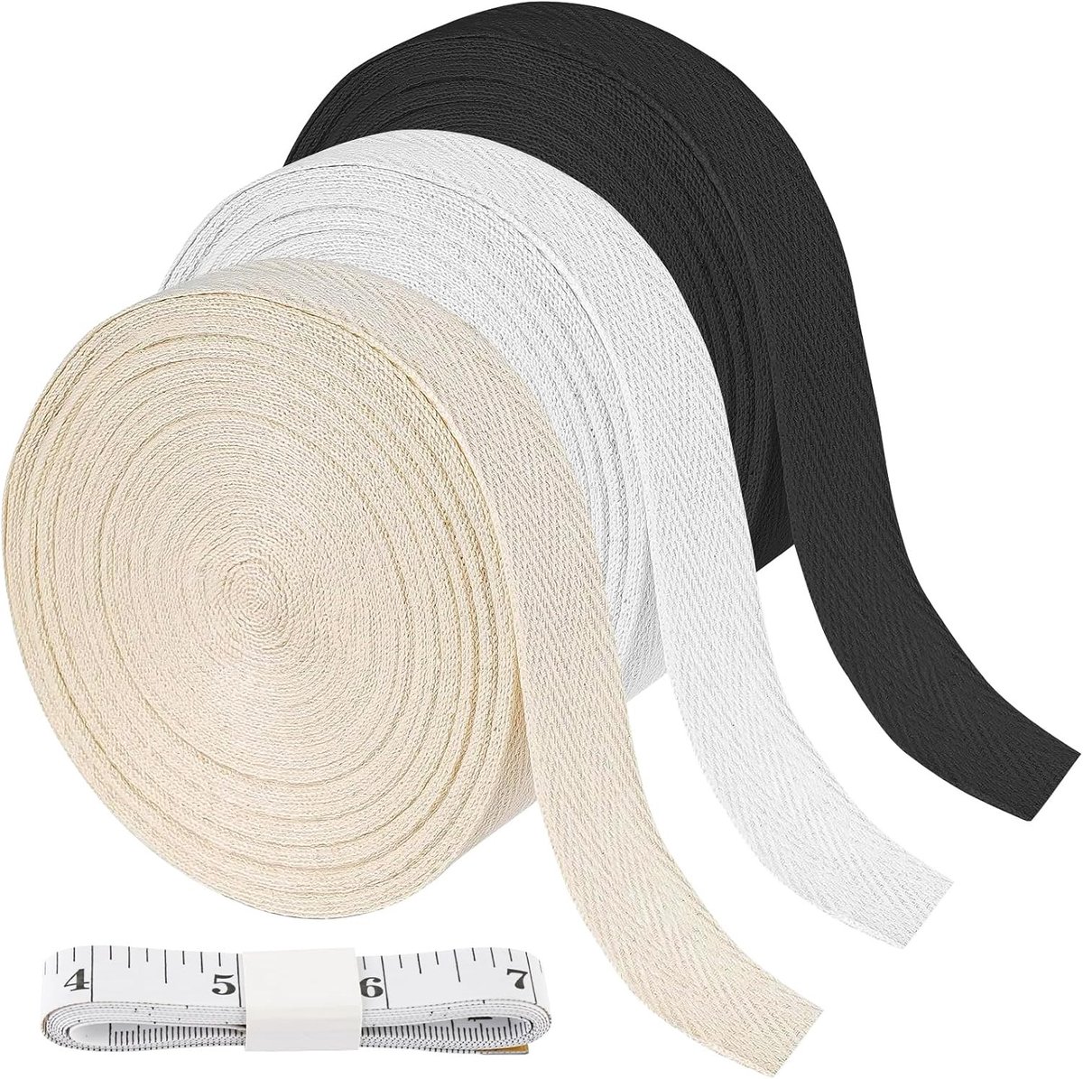 Rollen Biasband Katoen - Beige - 20 mm x 10 m - Katoenen Naadband met Visgraatsteek - Voor Doe-het-zelf Handwerk