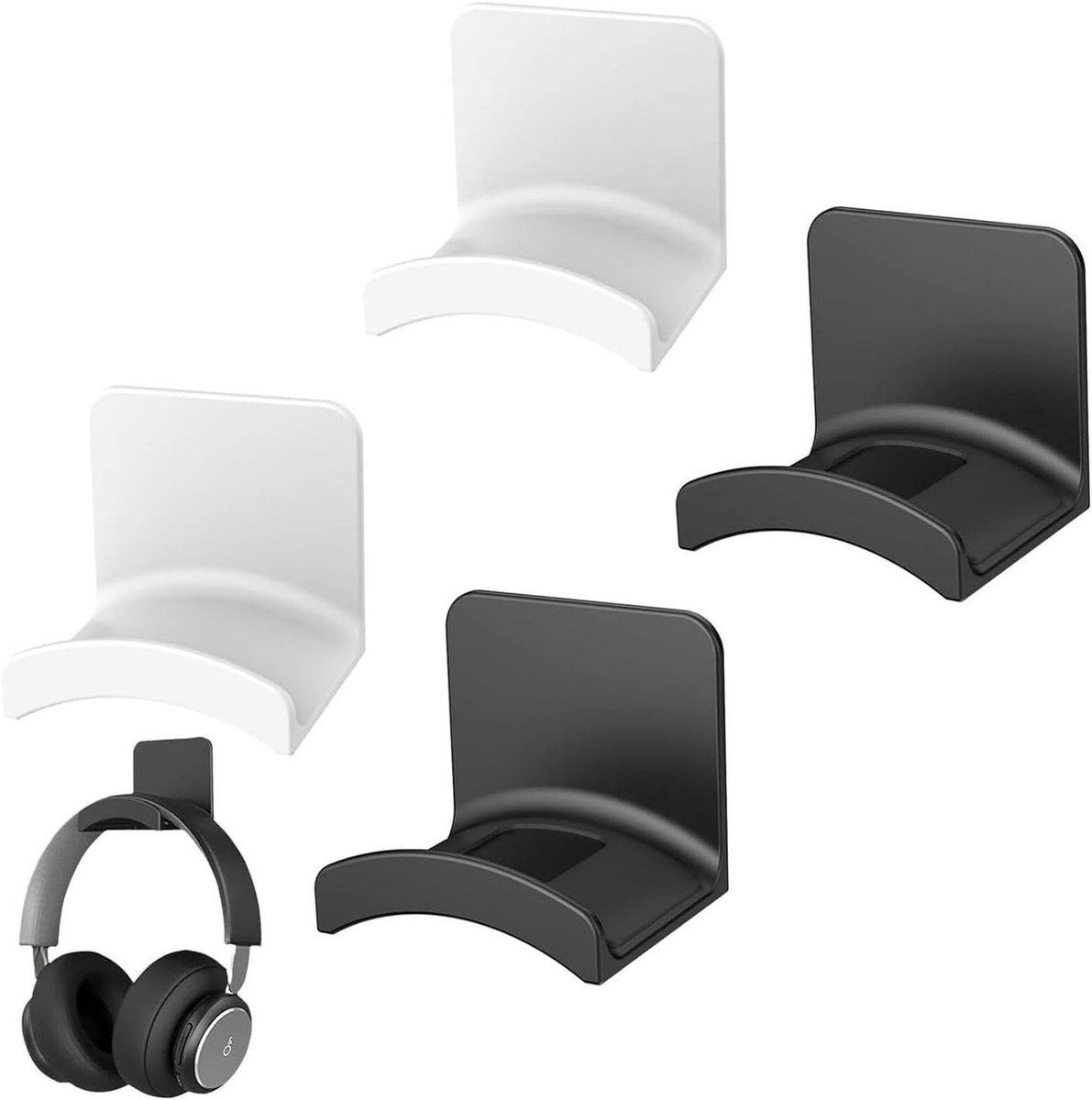 Multifunctionele Hoofdtelefoonhouder voor Wand en Tafel - 4 Stuks Met Plakband voor Gaming Headset, Oordopjes en Hoofdtelefoons