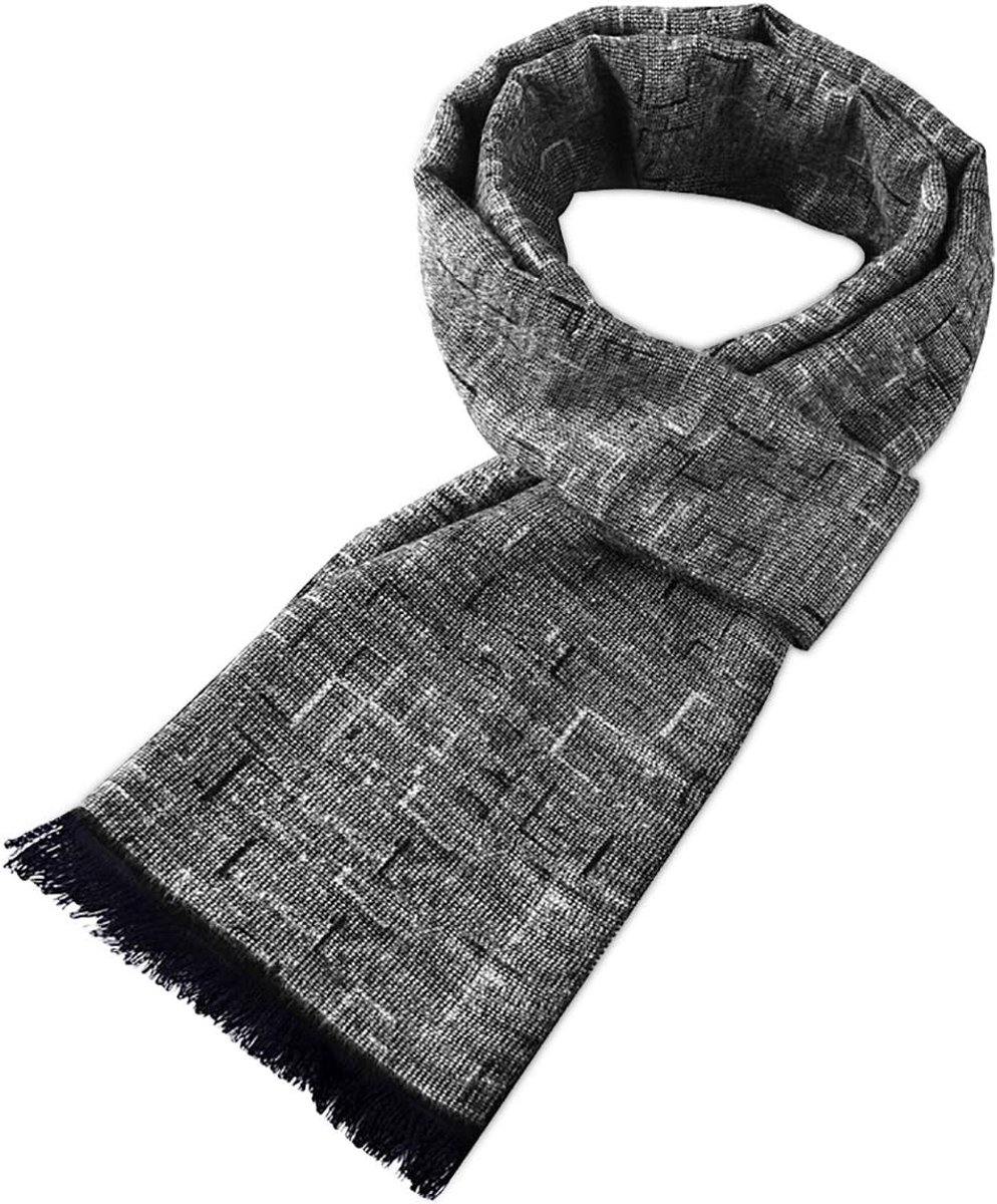 Premium Wol Sjaal voor Mannen - Winter Business Stijl, Klassiek Ruit- en Streepdesign, Zachte Kasjmier Lange Sjaal met Franje en Warmte