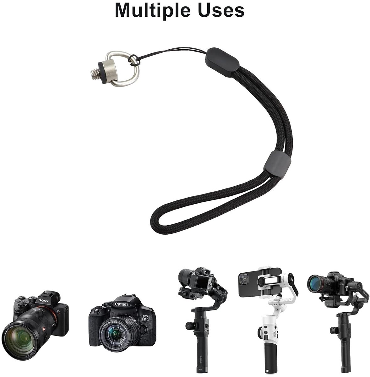 Set van 2 D-ring Camera Schroeven 1/4 Inch voor Camera Strap en Statief, Snelle Bevestiging en Ontgrendeling voor Selfie Stick