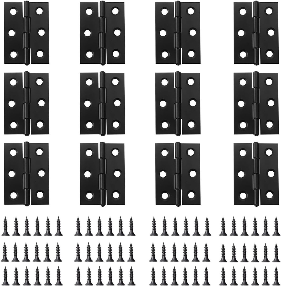 Hinges voor Deuren en Kasten, 12 Scharnieren van 44 mm × 32 mm met 72 Schroeven, Vouwscharnieren en Meubelaccessoires