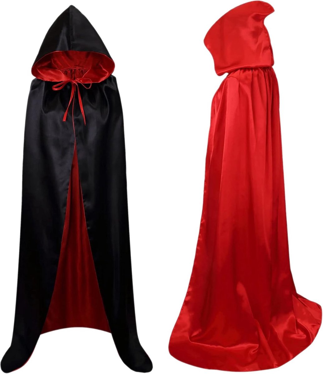 Hooded Cloak Cape voor Halloween Cosplay als Heks of Tovenaar, Velours Kostuum voor Volwassenen Dames