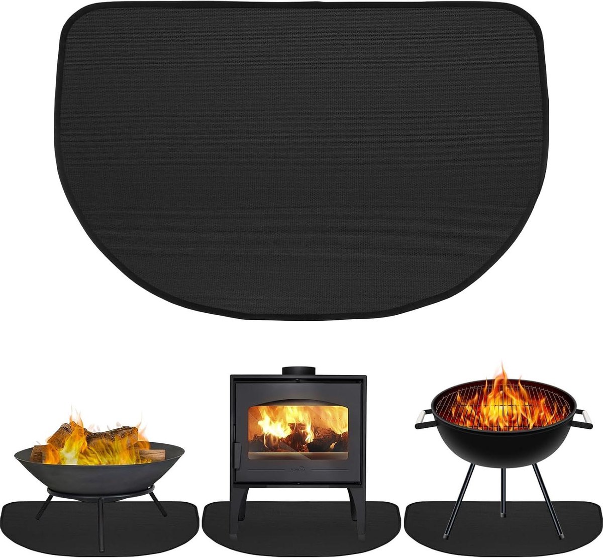 Vuurvast haardtapijt - Oventapijt mat - Vloer beschermen - Hittebestendig glasvezel - 40 x 60 cm - Zwart