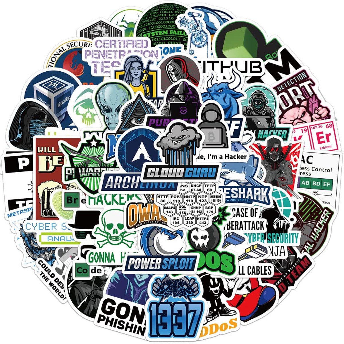Hacker 50 stuks waterdichte vinylstickers voor waterflessen, laptops, auto's, skateboards, mannen, grotdecoraties - ShopVlot