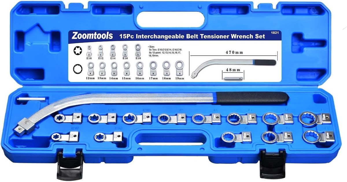 15 ST Auxiliary Idler Riem Spanner Katrol Tool Kit Universele Serpentijn Distributieriemsleutel Removal Set Motor - ShopVlot