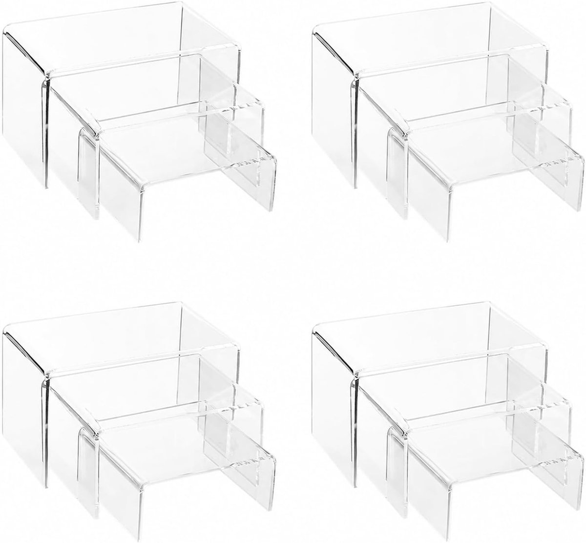 12 stuks acryl display risers, helder acryl sieraden display risers acryl display standaard houder plank vitrine voor - ShopVlot