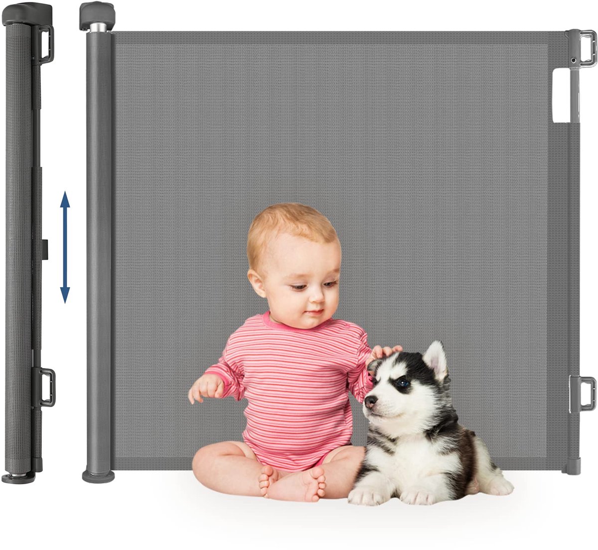 HollyHOME Intrekbare traphek, 180 cm, extra breed, bediening met één hand, veiligheidspoort voor baby's en huisdieren - ShopVlot