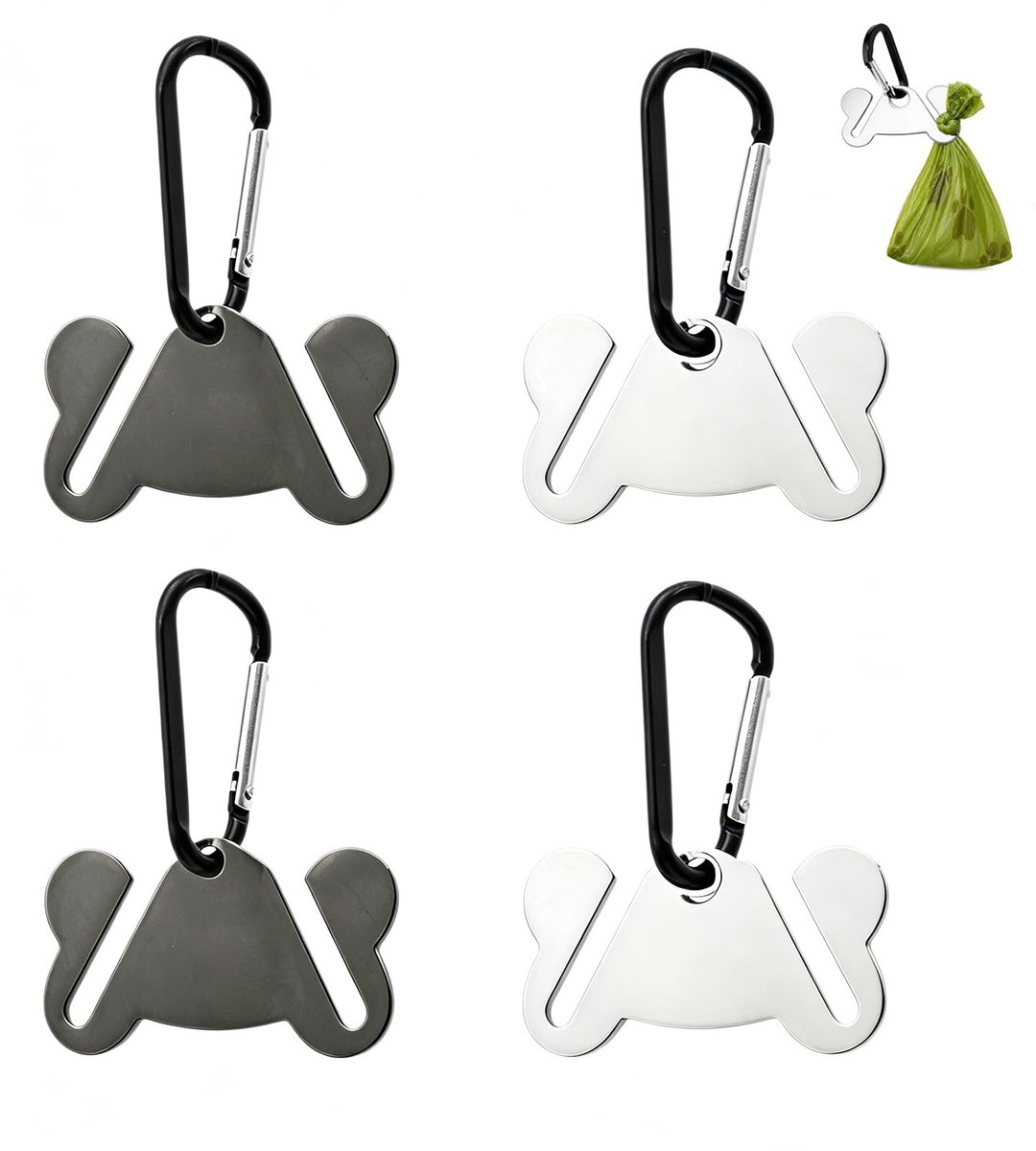 Hondenpoepzakjes houder - Botvorm - 4 stuks - Handige clip voor onderweg - ShopVlot