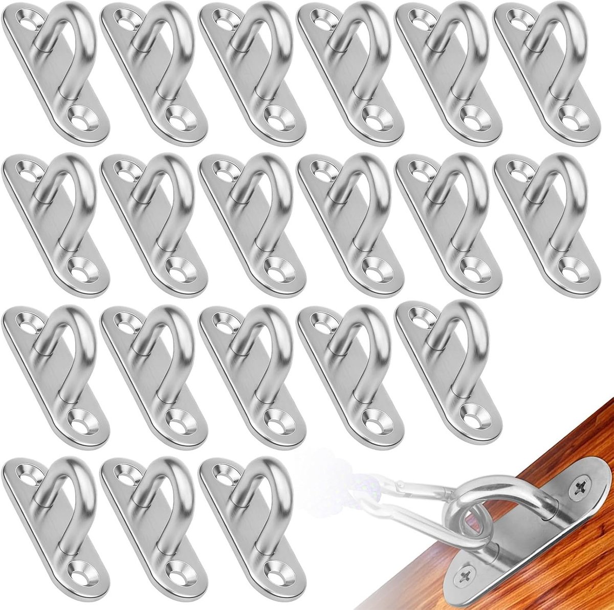 Set van 20 M5 Wandhaken met Oog, RVS Haakjes voor Muurbevestiging, Ideaal voor Hangmat, Schommel en Decoratie