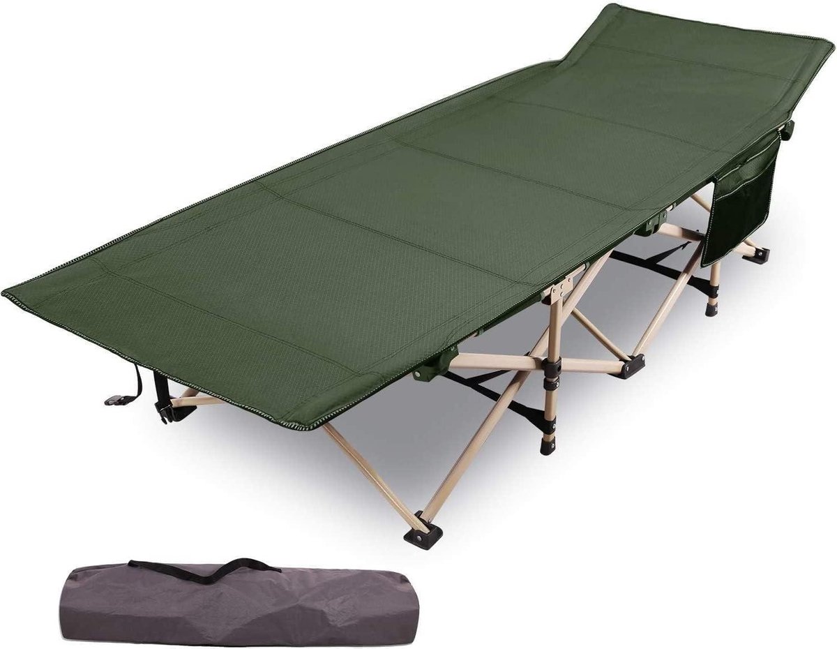 Veldbed Volwassenen - Campingbed Opvouwbaar - Outdoor Kamperen - Hoge Draagkracht 226kg - Extra Breed 71cm - Groen