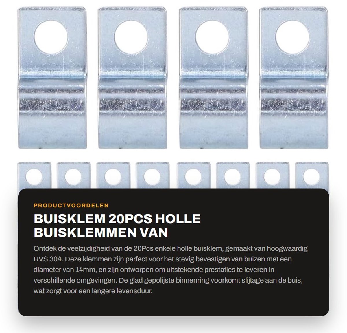 Dailygoods- Buisbeugel 20 Stuks - Roestvrij Staal 304 - Galvaniseerde Beugel - Schokbestendig - Antislip - Beschermend Ontwerp - Pijpbeugel