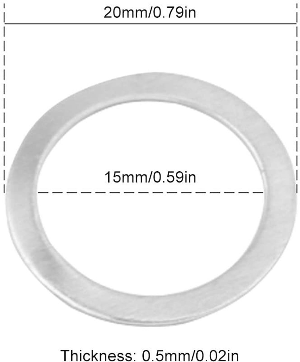 Dailygoods- Pedaalringen 10 Stuks - Pedaalafstandhouders 20/15 mm - Pedaalafdichtingen - Roestvrij Staal - Vermindert Slijtage - Verspreidt Belasting