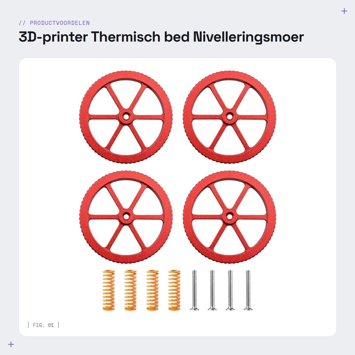 Dailygoods- Nivelleringsmoer 4 Stuks - Thermisch Bed Accessoire - Aluminiumlegering - Verbeterde Handgedraaide Moeren - Roestbestendig - Stabiele Basis - 3D-printer Onderdelen