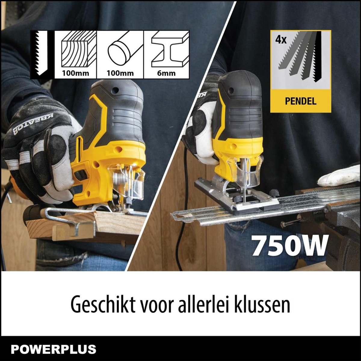 Powerplus elektrische decoupeerzaag POWXBOX030 - 750W zaagmachine - 3000min-1 - gereedschap met 10 acc. – foto 6