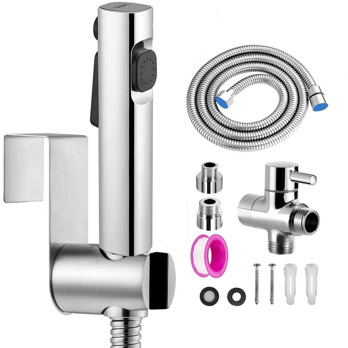 Dailygoods - Bidet Handdoucheset - Dubbele Straalmodus - Duurzaam ABS Kunststof - Inclusief T-ventiel - Hygiëne en Toiletpapier - Geschikt voor Badkam...