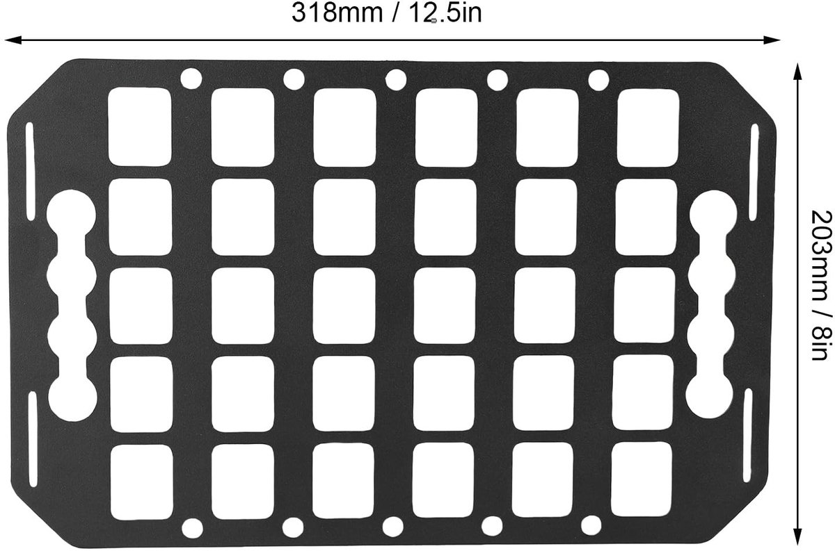 Dailygoods- Opslagpaneel Aluminium - Molle Paneelrek - Organisatie voor Auto's - Bevestiging met Slotgespen - Gladde Randen - Multifunctioneel Gebruik - Opbergpaneel